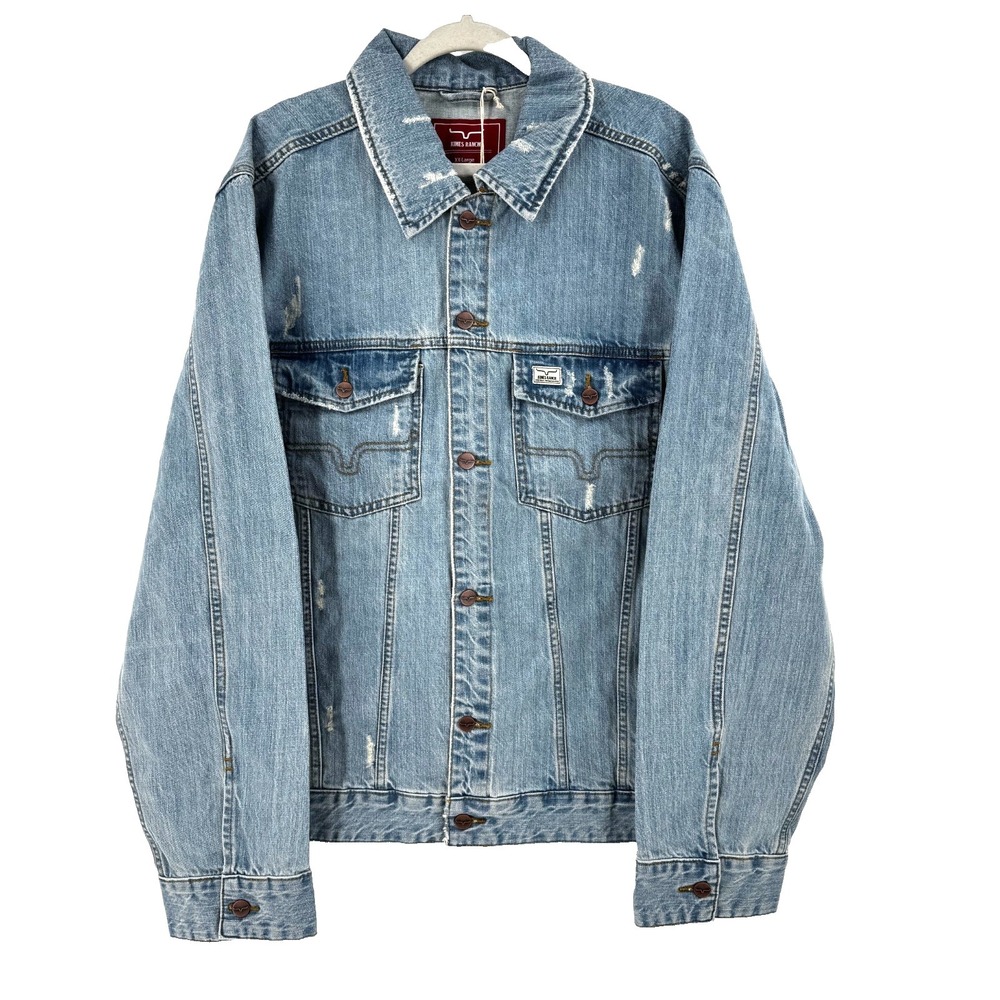 Kimes Ranch Barstow Denim Trucker‎ Jacket Men's XXL Destroyed Cowboy Western NEW